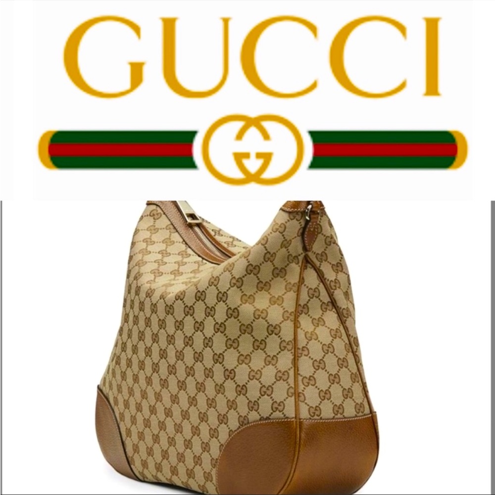 NWT! GUCCI Large GG Canvas Bree Hobo Bag Purse in brown - canvas and leather